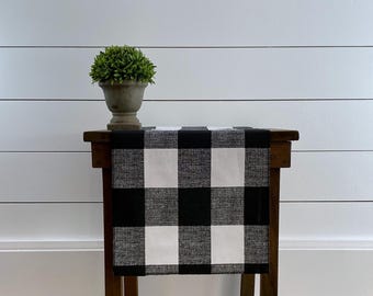 Black Plaid Table Runner Buffalo Check Centerpiece Rustic Country Farmhouse Dining Room Home Decor Linens