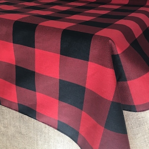 Red Black Plaid Table Square Overlay Table Cloth Buffalo Check Topper Farmhouse Lodge Lumberjack Decor Rustic Kitchen Dining Room Linens