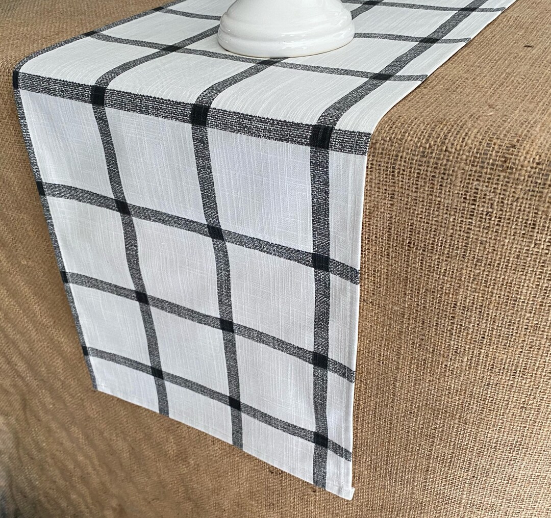 Farmhouse Table Runner Black Plaid Table Runner Home Decor Dining Room
