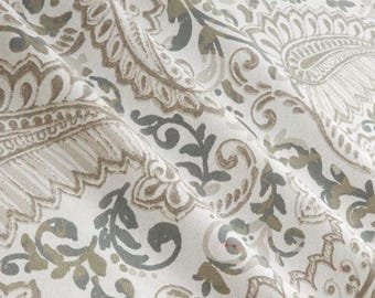 Gray Beige Tablecloth Paisley Ecru Tan Table Cover Dining Room Kitchen Linens Home Decor Overlay