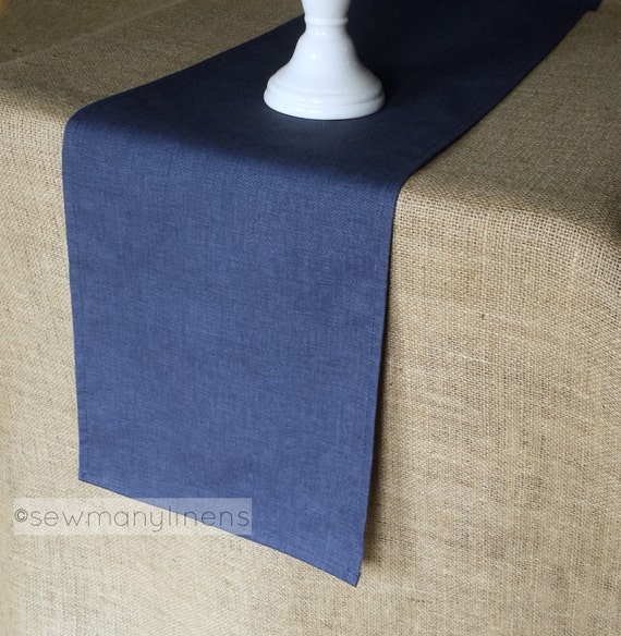 Navy Indigo Blue Table Runner Solid Blue Runner Table Etsy