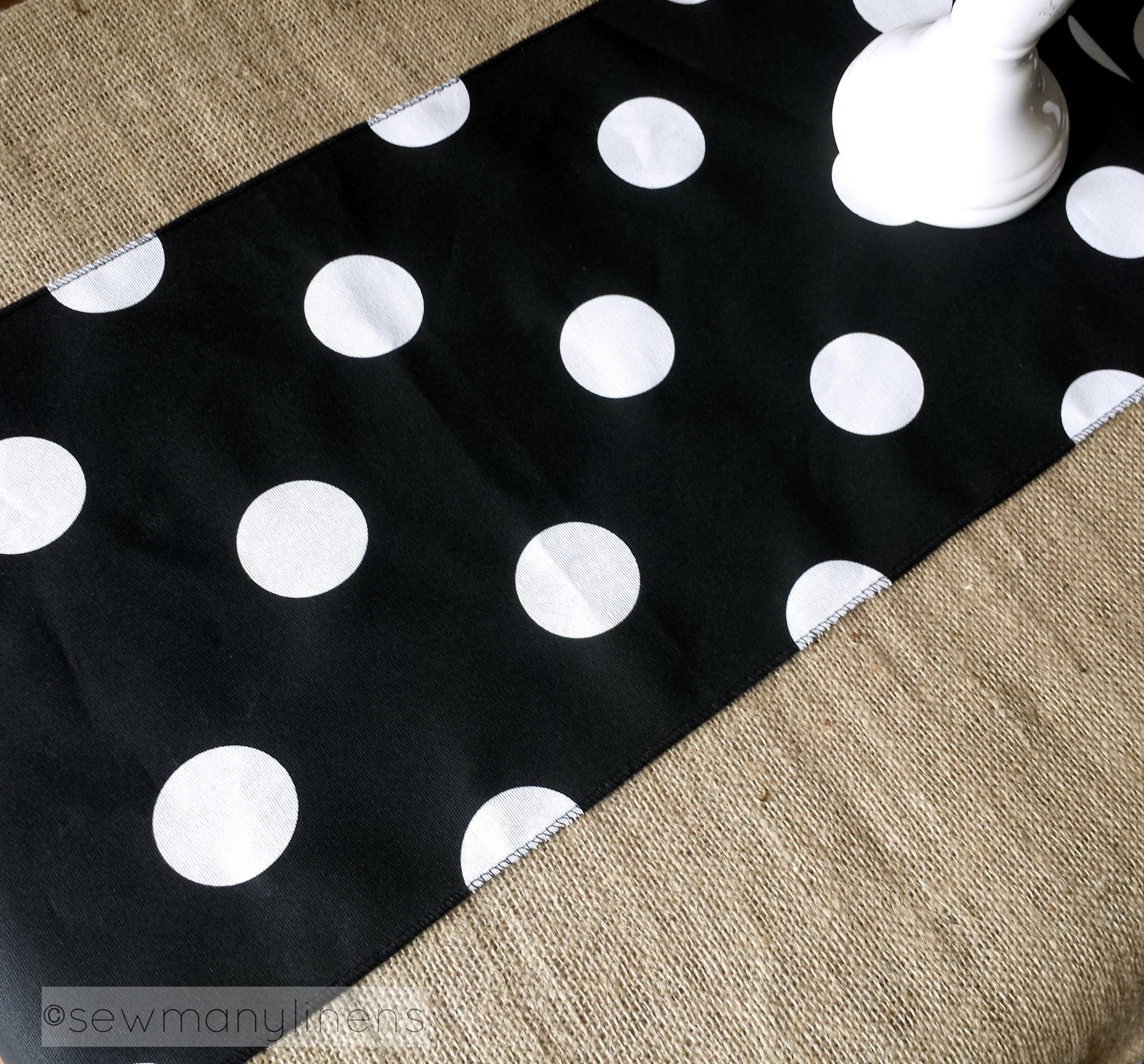 Polka Dot Table Runner Black and White Table Centerpiece Home | Etsy
