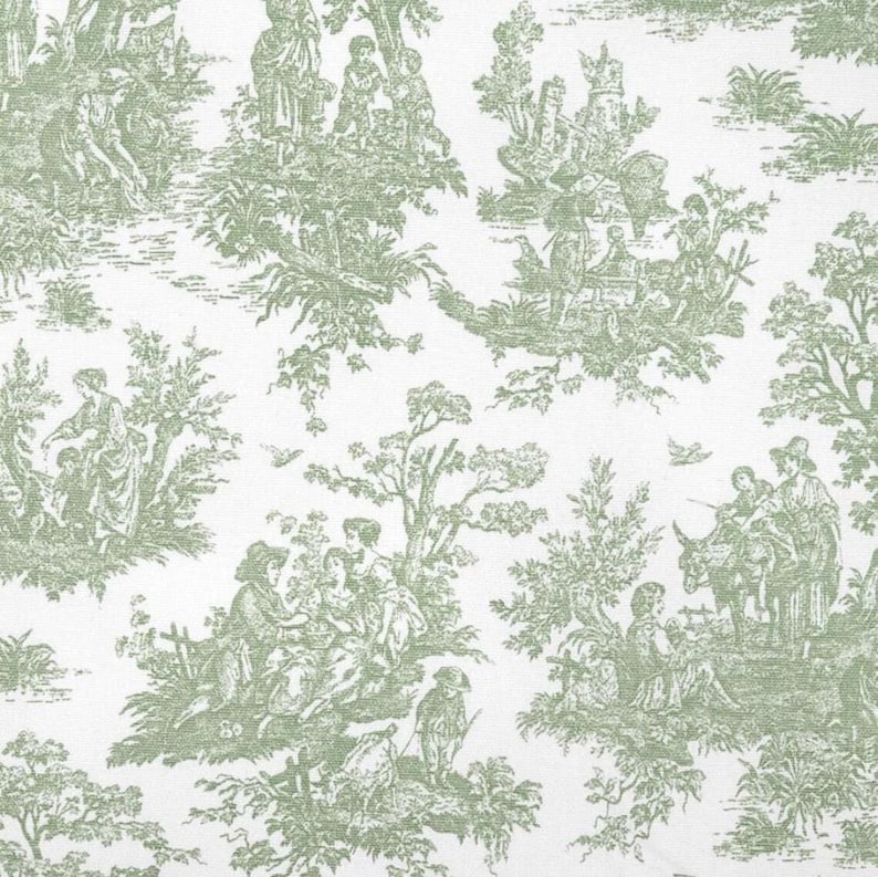 Toile Fabric By the Yard French Colonial Home Decor Pink Blue Black & White Medium Upholstery Grade Cotton Sewing Craft Supplies image 10
