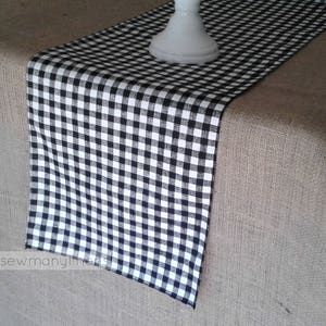 Black Plaid Table Runner Gingham Check Runner Country Farmhouse Kitchen Decor Table Centerpiece Dining Room Linens Rustic Home Decor
