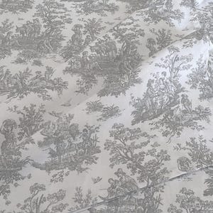 Toile Fabric By the Yard French Colonial Home Decor Pink Blue Black & White Medium Upholstery Grade Cotton Sewing Craft Supplies Gray