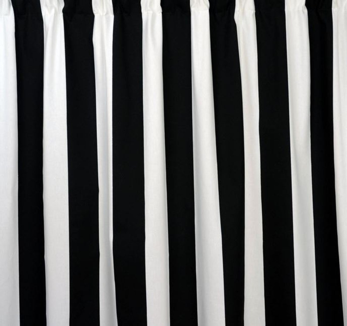 Black and White Stripe Curtain Panels Window Treatments Black Etsy