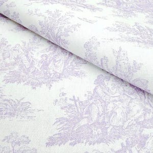 Toile Fabric By the Yard French Colonial Home Decor Pink Blue Black & White Medium Upholstery Grade Cotton Sewing Craft Supplies Lavender