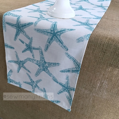 Nautical Table Runner Coastal Living Home Decor Navy Aqua Blue Etsy