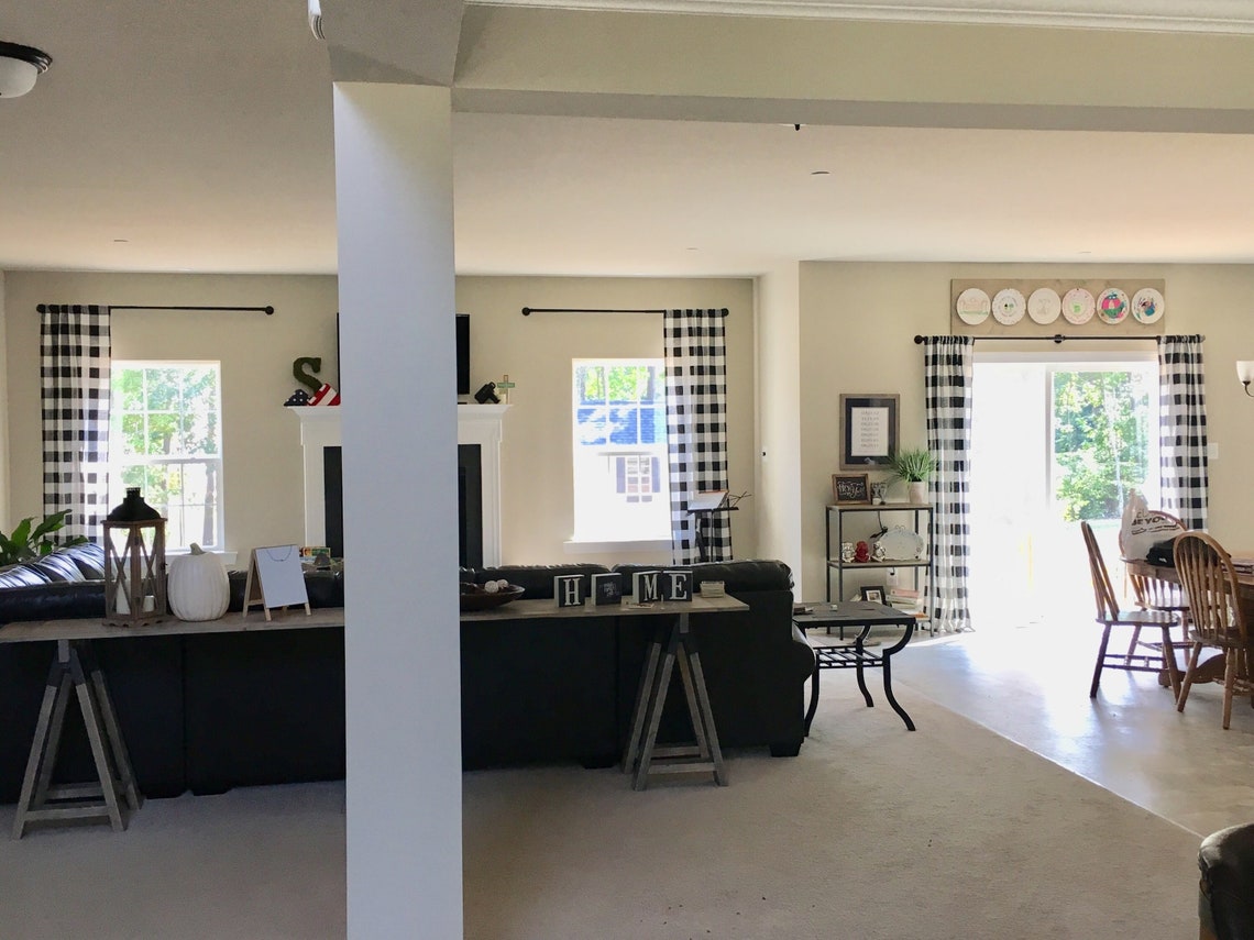 Red Plaid Curtain Panels Buffalo Check Window Treatments Red Etsy