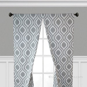 Gray Curtains Modern Geometric Curtain Panels Window Treatments Living Room Bedroom Kitchen Drapes Minimalist Home Decor Drapery Valance