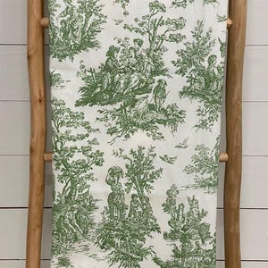 Toile Fabric By the Yard French Colonial Home Decor Pink Blue Black & White Medium Upholstery Grade Cotton Sewing Craft Supplies Green