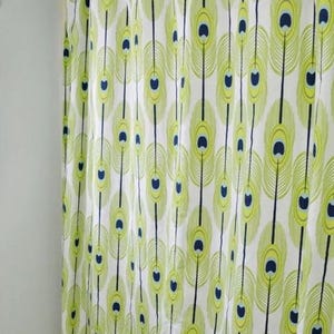 Green Curtains Peacock Feather Curtain Panels Window Treatments Living Room Dining Room Drapes Rod Pocket Panels Shade Valance Custom Sizes