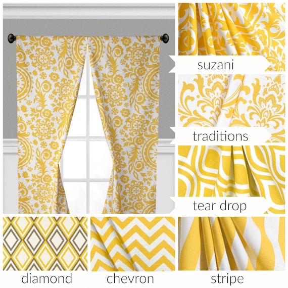 Yellow Curtains Window Treatments Yellow Curtain Panels Floral Etsy
