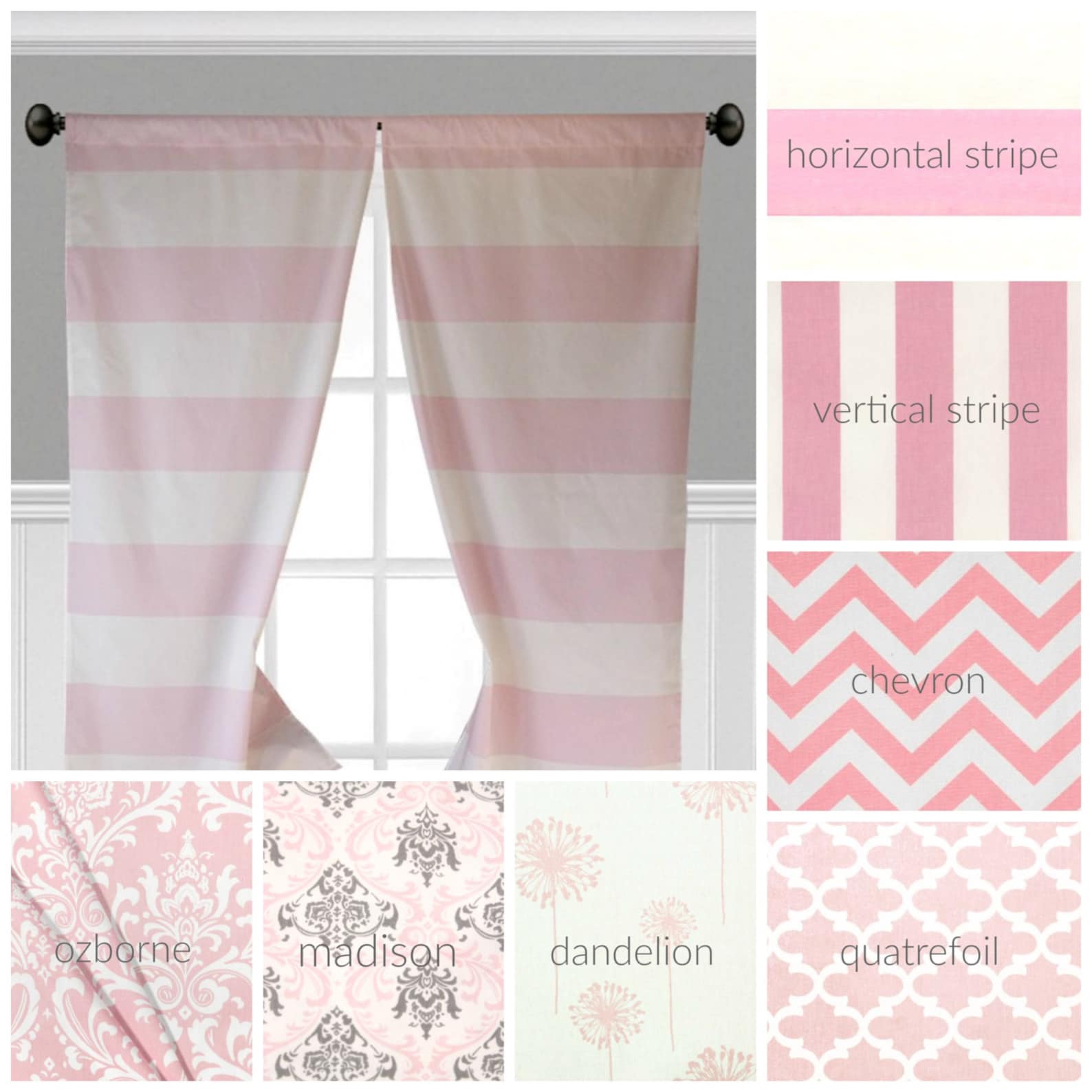 Baby Pink Curtains Window Treatments Drapery Light Pink Etsy