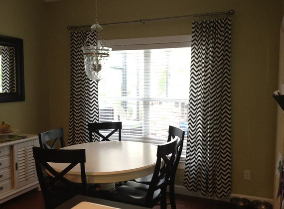 Black And White Chevron Curtains Window Treatments Curtain Etsy