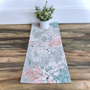 Colorful Floral Table Runner Cherry Blossom Branch Home Decor Linens Centerpiece Dining Room Handmade