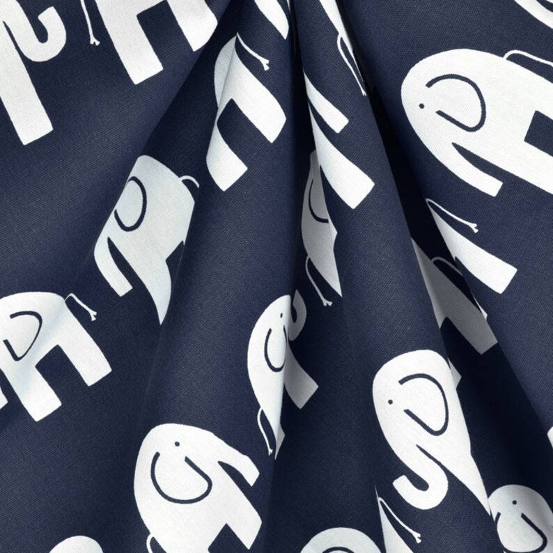 Navy Blue Curtains Elephant Curtain Panels Baby Boy Nursery Etsy