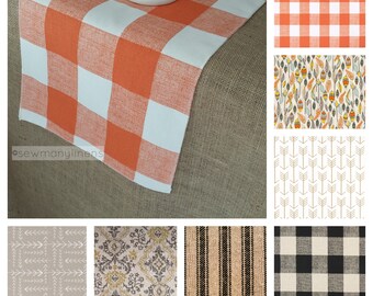 Thanksgiving Table Runner Autumn Fall Home Decor Centerpiece Dining Room Decor Plaid Ticking Stripe Rustic Linens