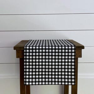 Black Plaid Table Runner Gingham Check Runner Country Farmhouse Kitchen Decor Table Centerpiece Dining Room Linens Rustic Home Decor