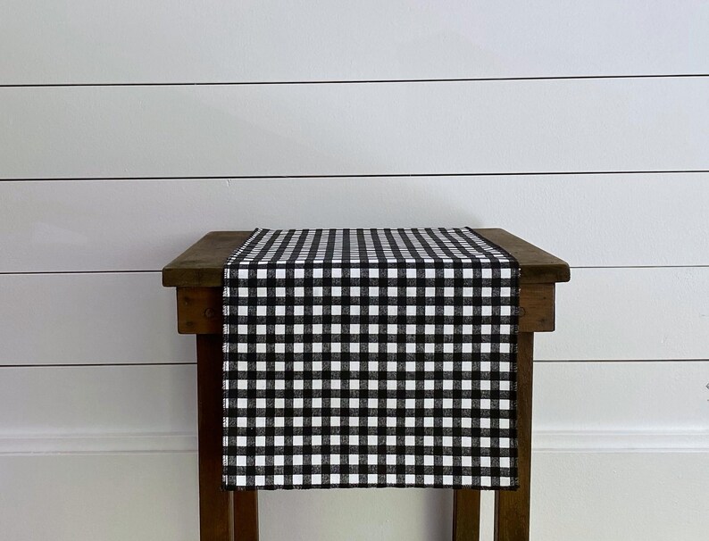 Black Plaid Table Runner Gingham Check Runner Country Farmhouse Kitchen Decor Table Centerpiece Dining Room Linens Rustic Home Decor
