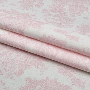 Pink Toile Curtains Colonial Classic Home Decor Window Treatments Custom Drapery Valance Baby Girl Nursery Decor Window Panels Cafe Curtains