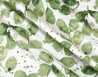 Green Eucalyptus Leaf Fabric By the Yard Home Decor Heavy Weight Upholstery Cotton Watercolor Garden Natural Sewing Craft Supplies Decor