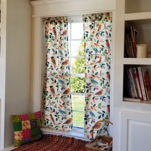 Curtains Colorful Print Curtain Panels Window Treatments Birds