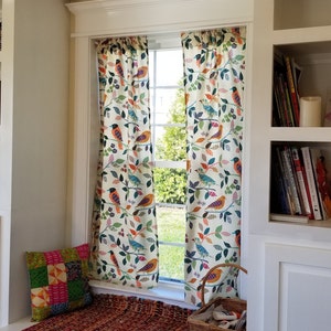 Curtains Colorful Print Curtain Panels Window Treatments Birds Kitchen Curtains Cafe Chic Vintage Drapery Drapes