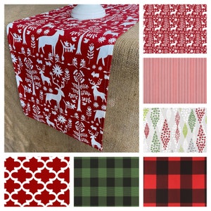 Christmas Table Runner Holiday Table Linens Plaid Red Green Centerpiece Vintage Holiday Decoration Rustic Seasonal Home Decor