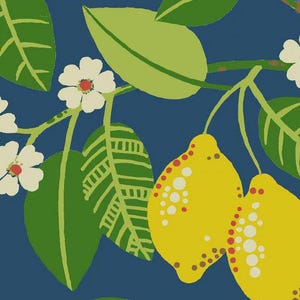 Yellow Lemon Tree Table Runner Indigo Blue Floral Home Decor Dining Room Linens Centerpiece  Table Topper Handmade Custom Sizes Gift for Her