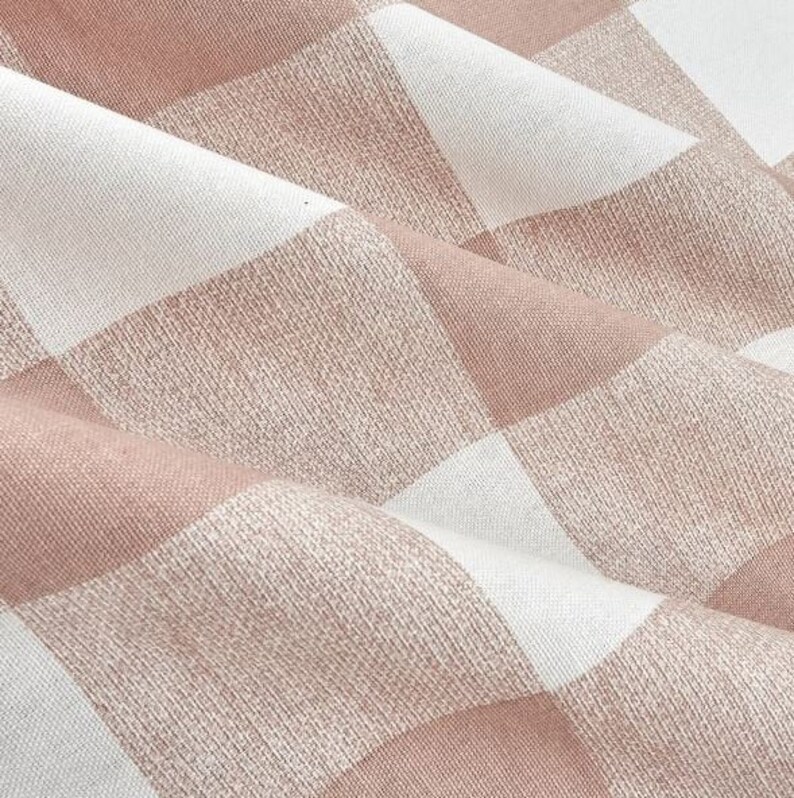 Blush Pink Curtain Panels Plaid Buffalo Check Curtains Window Treatments Country Kitchen Cottage Cabin Decor Pink Nursery Decor Curtains