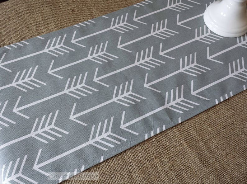 Gray Table Runner Grey Arrow Runner Rustic Home Decor Table Etsy