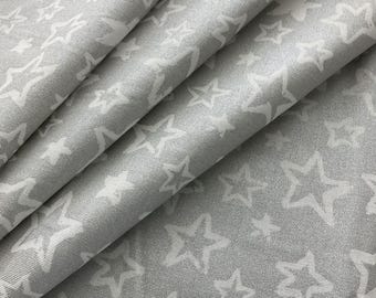 Silver Stars Fabric By the Yard Nursery Home Decor Shimmery Sparkly Medium Weight Upholstery Cotton Sewing Craft Supplies DIY