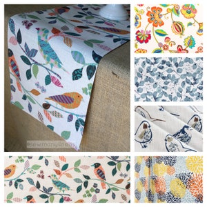 Colorful Summer Table Runner Bird Floral Runner Summertime Living Home Decor Sunny Linens Centerpiece Dining Room Decor Gift for Her