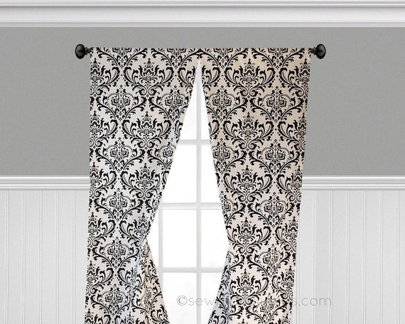 Black And White Curtains Dry Fl, Black And White Damask Curtains