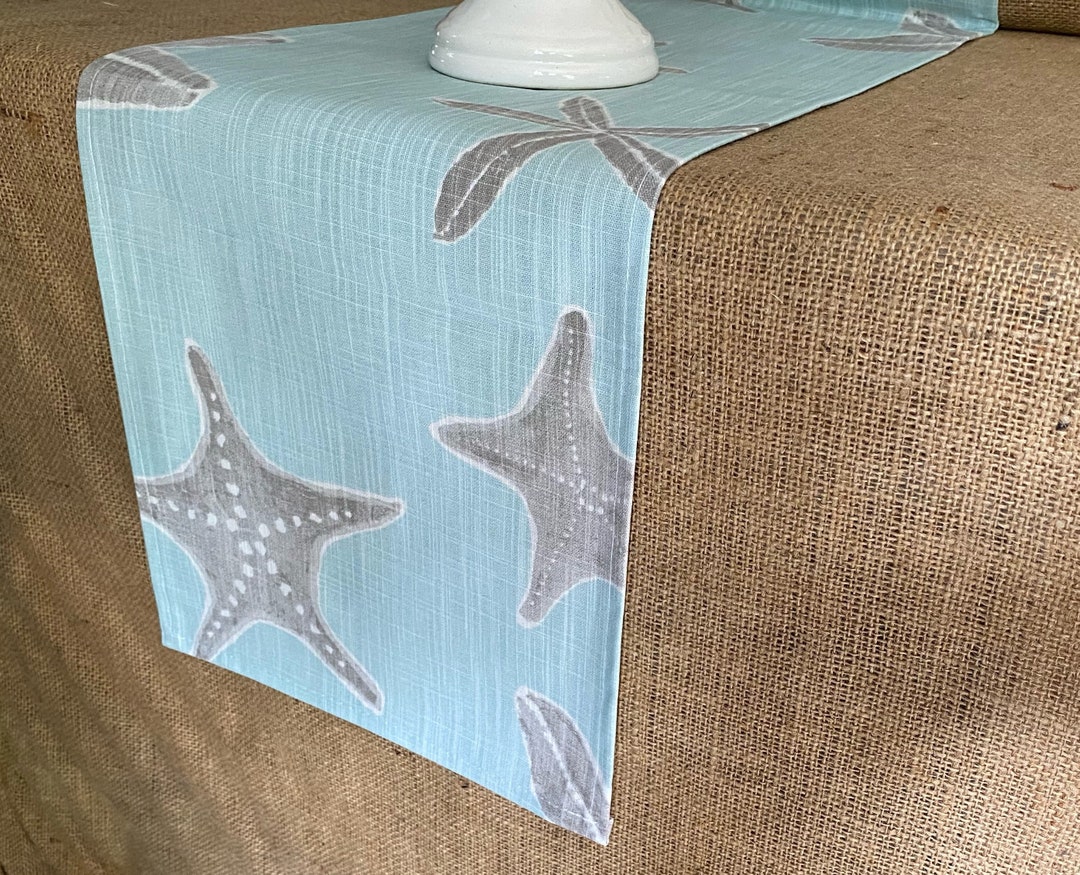 Aqua Blue Table Runner Nautical Home Decor Table Centerpiece Beach
