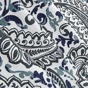 Blue Curtains Floral Paisley Curtain Panels Window Treatments Living Room Rod Pocket Panels Dining Room Drapes Custom Size Drapery