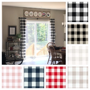 Plaid Curtains Buffalo Check Window Treatments Blue Black Red Tan Gray Curtain Panels Drapery Farmhouse Home Decor Window Shade Drapes