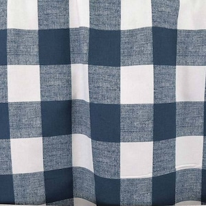 Indigo Navy Blue Buffalo Check Panele zasłonowe Kratka zasłony Osłony okienne Wystrój domu Kuchnia Chatka Chatka Wystrój wiejskiego domu