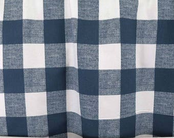 Indigo Navy Blue Buffalo Check Curtain Panels Plaid Curtains Window Treatments Home Decor Kitchen Cottage Cabin Country Farmhouse Decor