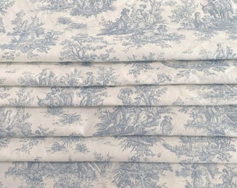 Light Blue Toile Table Square Overlay Small Tablecloth French Colonial Vintage Decor Topper Wedding Baby Shower Linens