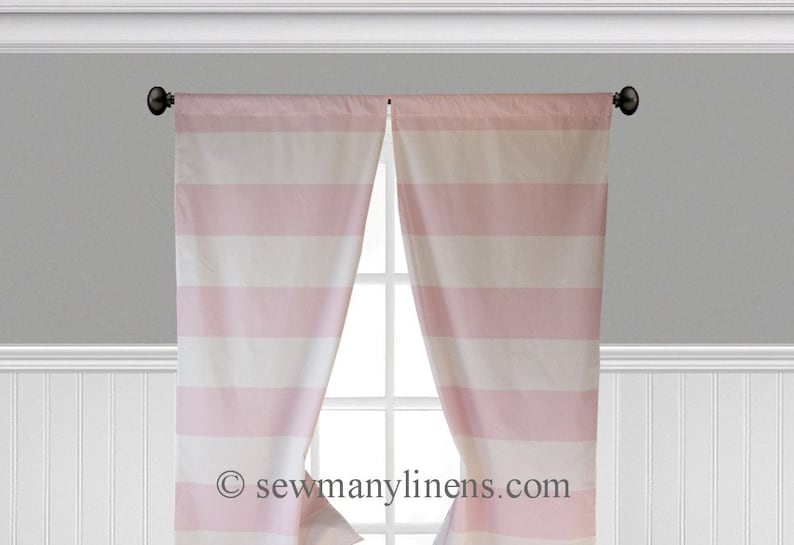 Baby Pink Curtains Window Treatments Drapery Light Pink Girl Nursery Decor Curtain Panels Floral Stripe Chevron Drapes Pink and Gray