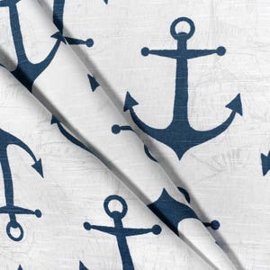 Nautical Fabric By the Yard Coastal Living Home Decor Fabric Medium Weight Upholstery Cotton Sewing Craft Supplies Beach House Decor