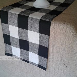 Black Plaid Buffalo Check Table Runner Country Cottage Decor Table Centerpiece Kitchen Dining Room Table Linens Plaid Farmhouse Decor image 1