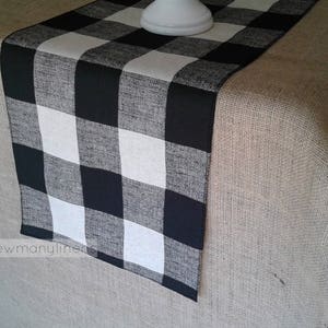 Noir Plaid Buffalo Check Table Runner Country Cottage Décor Table Centre cuisine Salle à manger Linge de table Plaid Ferme Décor image 1