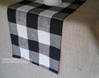 Black Plaid Buffalo Check Table Runner Country Cottage Decor Table Centerpiece Kitchen Dining Room Table Linens Plaid Farmhouse Decor