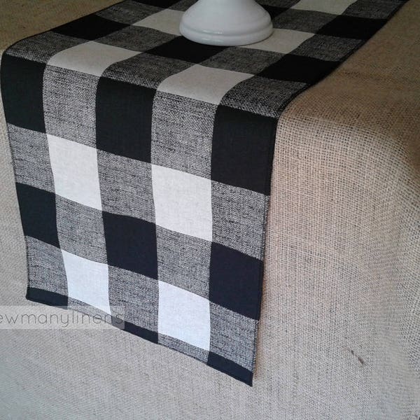 Black Plaid Buffalo Check Table Runner Country Cottage Decor Table Centerpiece Kitchen Dining Room Table Linens Plaid Farmhouse Decor