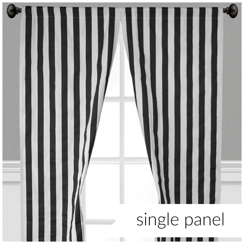 Black Stripe Curtains Window Treatments Black and White | Etsy