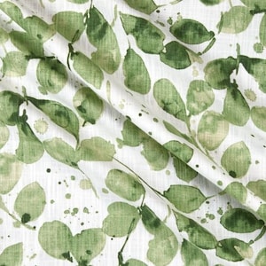 Green Curtains Eucalyptus Leaves Vine Curtain Panels Ombre Watercolor Window Treatments Living Room Dining Room Drapes Custom Valance