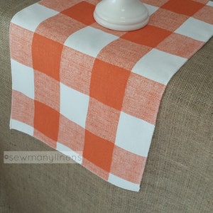 Orange Plaid Buffalo Check Table Runner Rustic Country Farmhouse Home Decor Dining Room Kitchen Linens Orange Fall Autumn Centerpiece